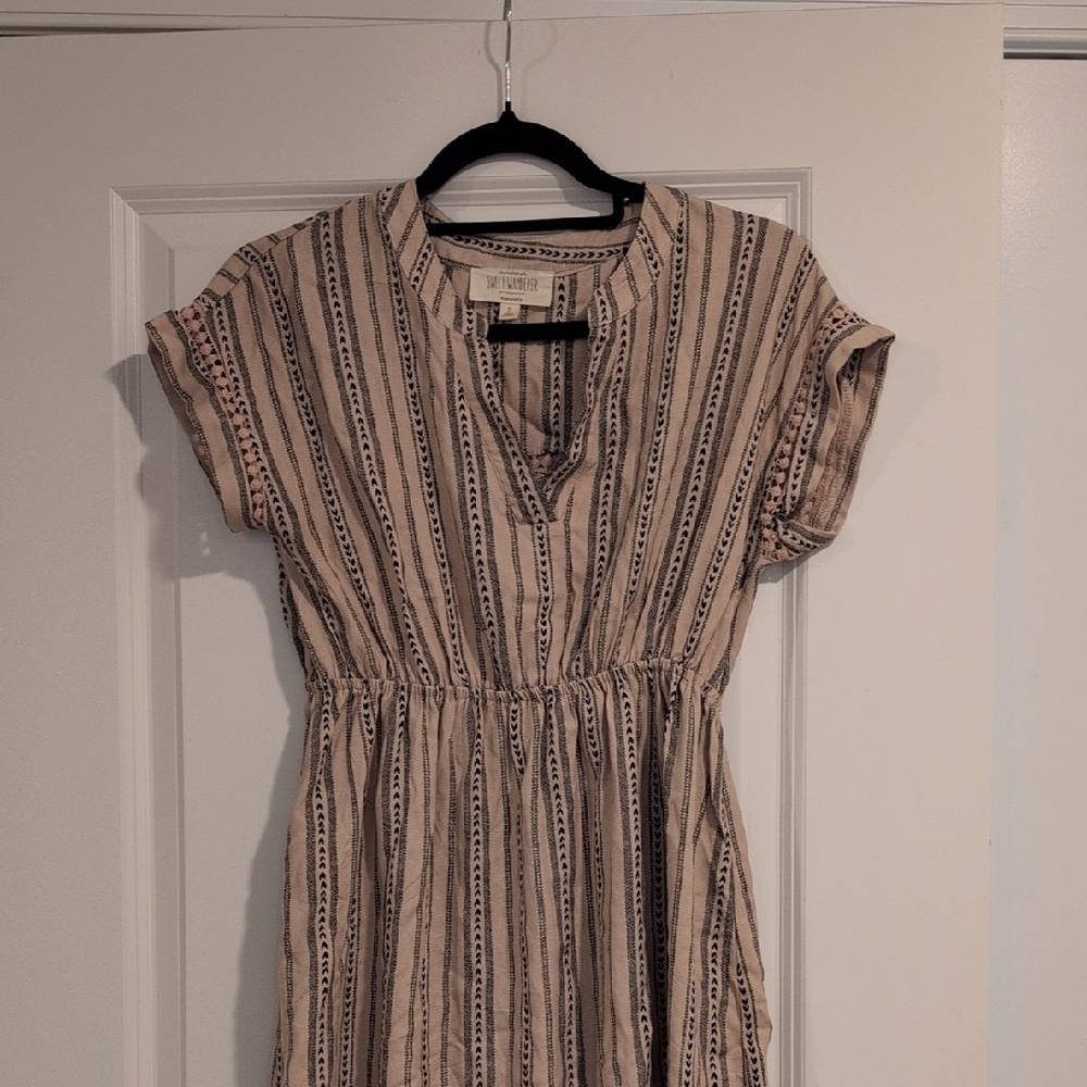 Maternity Striped Beige Dress